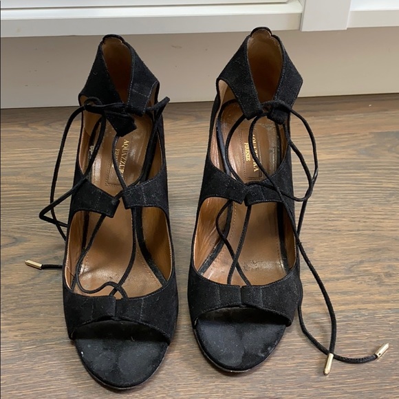 Aquazzura Shoes - Aquazzura Lace up Black Suede Heels